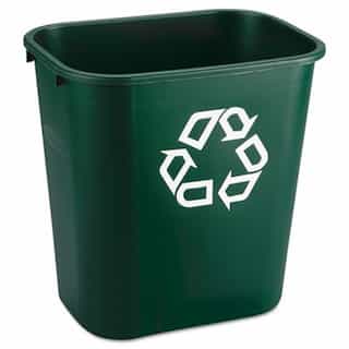 Rubbermaid Green, Rectangular Plastic Deskside Paper Recycling Container- 7 Gallon