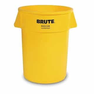 Yellow, 55 Gallon Round Plastic Brute Refuse Container