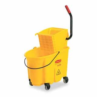 Rubbermaid Yellow Wavebrake 26-Quart Side Press Mop Bucket & Wringer