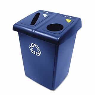 Rubbermaid Blue, Plastic Rectangular Glutton Recycling Station-46 Gallon