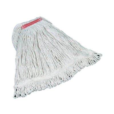 Rubbermaid White, Large Cotton Super Stitch Mop Heads-1-in Red Headband