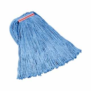 Blue, 24-oz Cotton/Synthetic Cut-End Blend Mop Heads-1-in Headband