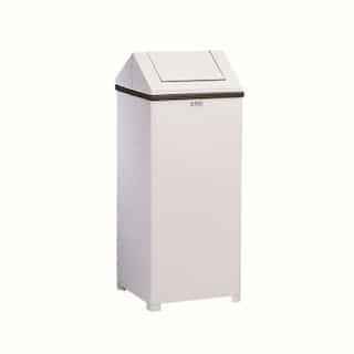 Rubbermaid Hinged Top Waste Receptacle, Rectangular, 40 Gallon, White