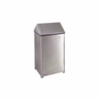 Stainless Steel, 40 Gallon Square Fire-Safe Swing Top Receptacle