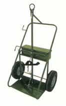 Green Steel Cylinder Cart With Pneumatic Wheels