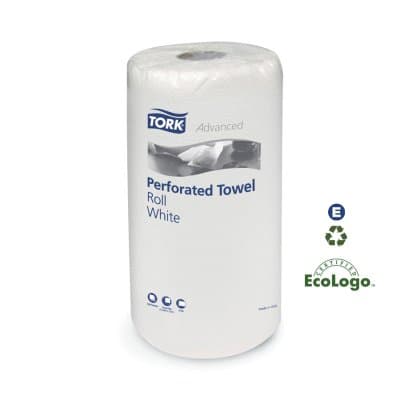 White, 2-Ply Perforated Roll Towels-1 x 6.75
