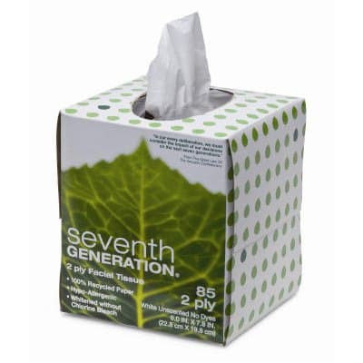 White, 2-Ply 100% Recycled Facial Tissue In A Pop-up Cube Box