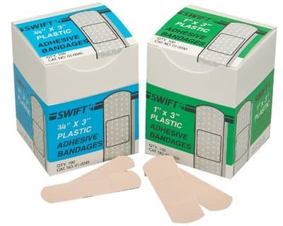 Swift First-Aid 1" X 3" Plastic Strips Adhesive Bandages