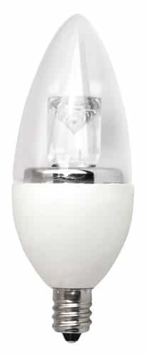 TCP Lighting 4W LED B11 Bulb, Blunt Tip, Dimmable, E12, 200 lm, 120V, 2700K, Clear