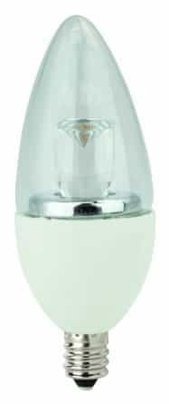 TCP Lighting 5W LED B11 Bulb, Dimmable, Blunt Tip, E12, 300 lm, 120V, 2700K, Clear