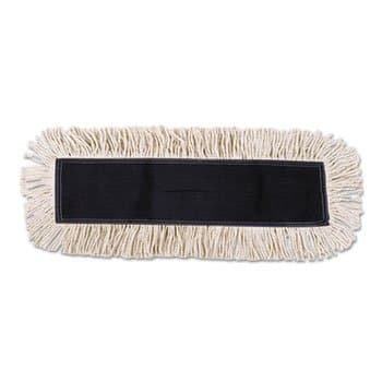 White Disposable Cotton Dust Mop Head w/ Sewn Center Fringe 36X5
