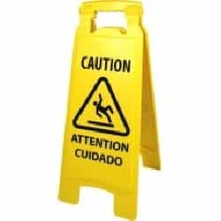 Boardwalk Yellow, 2-Sided Plastic Caution Safety Sign For Wet Floors-11 x 1.5 x 26
