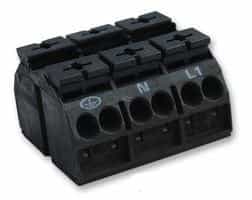 Wago 862-Series 3-Pole Terminal Block For Chassis Mounting, Black