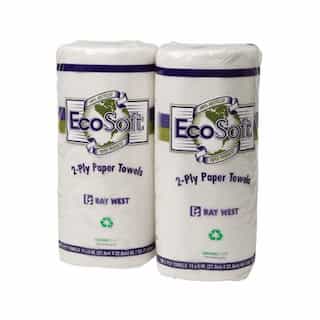 EcoSoft Household Roll Towels, White