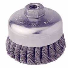 3.5" Single Row Wire Cup Brush with .023" Bristle Diameter