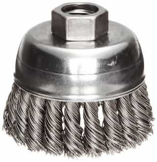 Weiler 2-3/4" Single Row Knot Wire Cup Brush with .02 Bristle Diameter