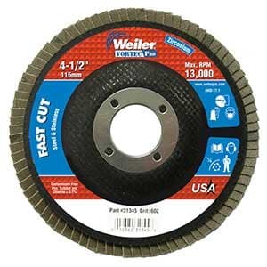 Weiler 4-1/2" Vortec Pro Angled, Phenolic Abrasive Flap Disc with 80 Grit