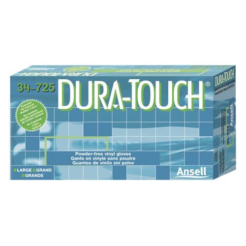 Ansell Dura-Touch Powdered-Free Disposable Vinyl Gloves, Medium