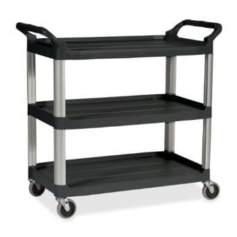 Rubbermaid Platinum 3-Shelf Utility Cart w/ Brushed Aluminum Uprights