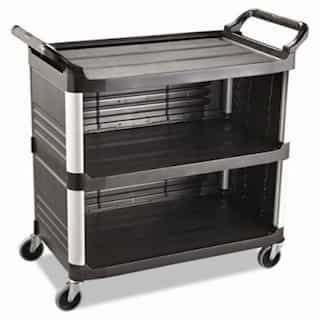 Black 3-Shelf 3-Sides Enclosed Utility Cart