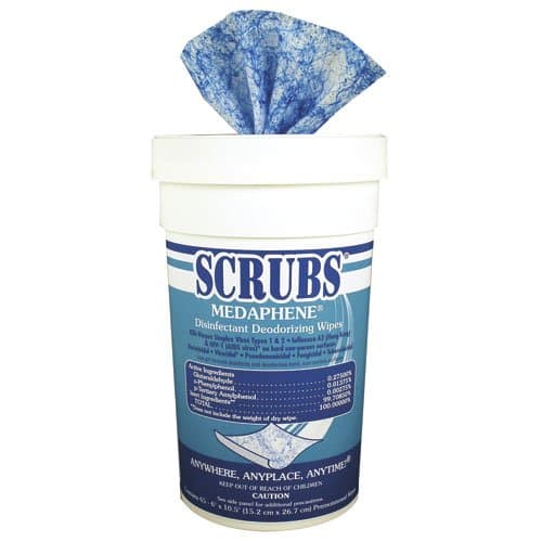 Medaphene Scrubs Disinfectant Deodorizing Wipes 6X10.5