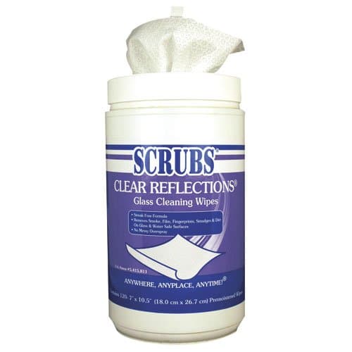 7" x 10.5" Scrubs Clear Reflections Glass Cleaner Wipes