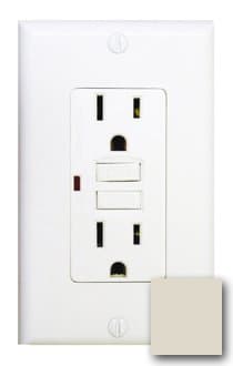 15 Amp GFCI Receptacle Outlet w/ LED, Almond
