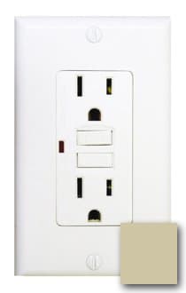 GP 15 Amp GFCI Receptacle Outlet w/ LED, Ivory