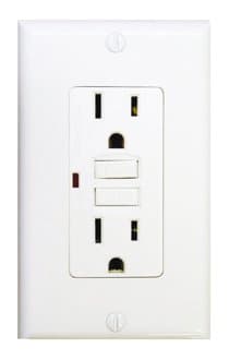 15 Amp GFCI Receptacle Outlet w/ LED, White