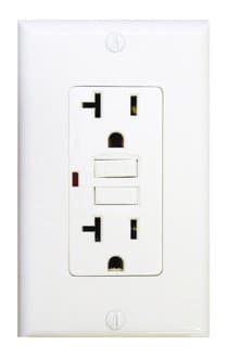 20 Amp GFCI Receptacle Outlet w/ LED, White