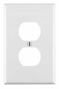 1-Gang Plastic Duplex Receptacle Wall Plate, White