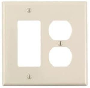 2-Gang Receptacles & Decorative Switch Wall Plate Combo, Ivory