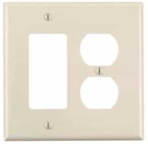 2-Gang Receptacles & Decorative Switch Wall Plate Combo, Ivory