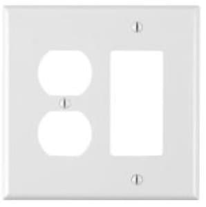 2-Gang Receptacles & Decorative Switch Wall Plate Combo, White