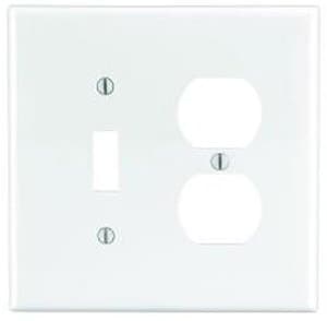 2-Gang Receptacles & Toggle Switch Wall Plate Combo, White