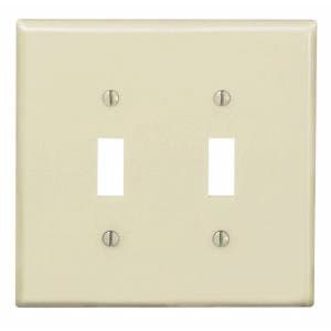2-Gang Plastic Toggle Switch Wall Plate, Ivory