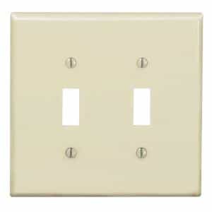 2-Gang Plastic Toggle Switch Wall Plate, Ivory