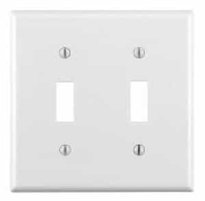 2-Gang Plastic Toggle Switch Wall Plate, White