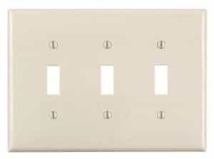 3-Gang Plastic Toggle Switch Wall Plate, Almond