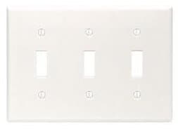 3-Gang Plastic Toggle Switch Wall Plate, White