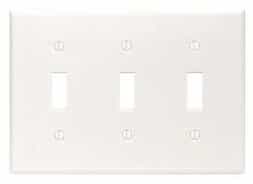 GP 3-Gang Plastic Toggle Switch Wall Plate, White