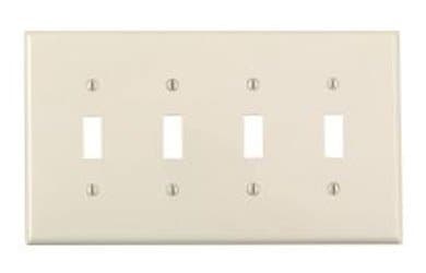 GP 4-Gang Plastic Toggle Switch Wall Plate, Almond