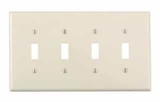 4-Gang Plastic Toggle Switch Wall Plate, Almond