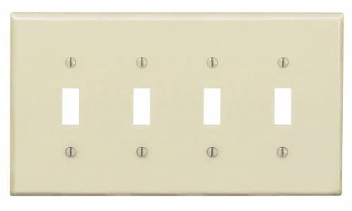 GP 4-Gang Plastic Toggle Switch Wall Plate, Ivory