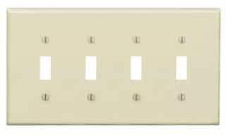 4-Gang Plastic Toggle Switch Wall Plate, Ivory