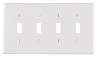 4-Gang Plastic Toggle Switch Wall Plate, White