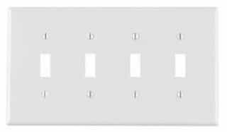 GP 4-Gang Plastic Toggle Switch Wall Plate, White