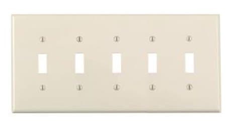 5-Gang Plastic Toggle Switch Wall Plate, Almond