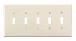 GP 5-Gang Plastic Toggle Switch Wall Plate, Almond
