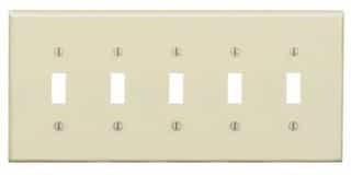 5-Gang Plastic Toggle Switch Wall Plate, Ivory